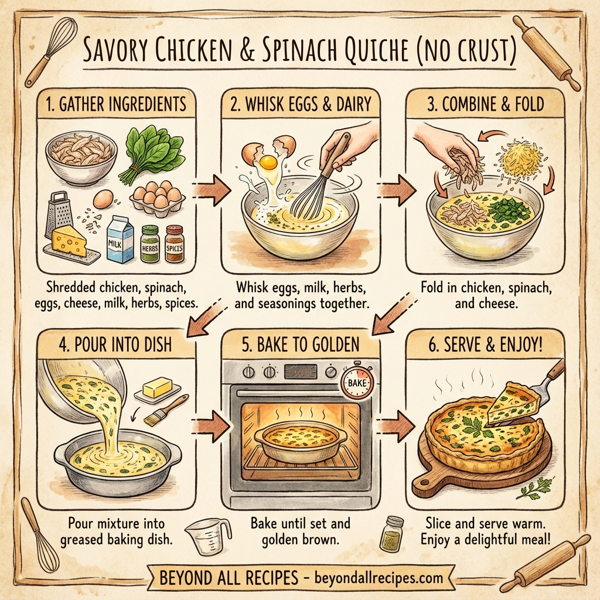 Savory Chicken and Spinach Quiche without Crust instructions