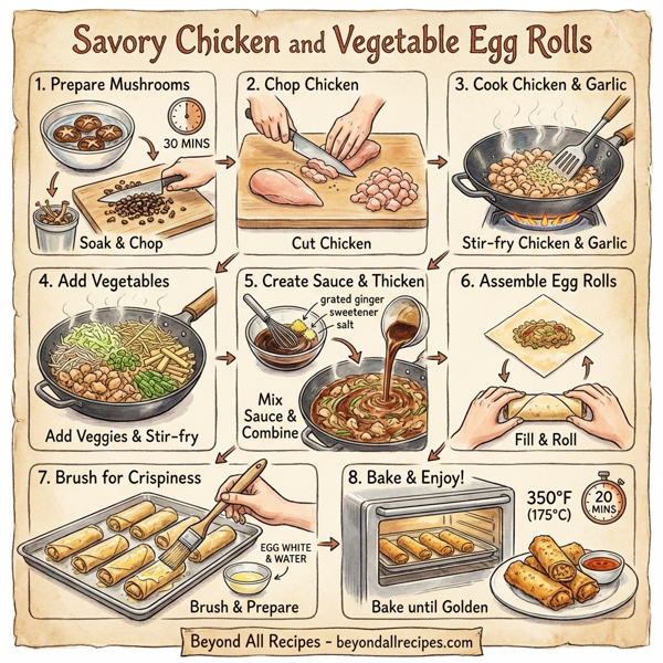 Savory Chicken and Vegetable Egg Rolls instructions