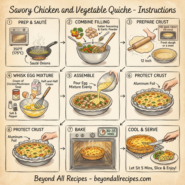 Savory Chicken and Vegetable Quiche instructions
