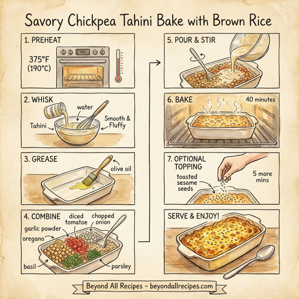 Savory Chickpea Tahini Bake with Brown Rice instructions