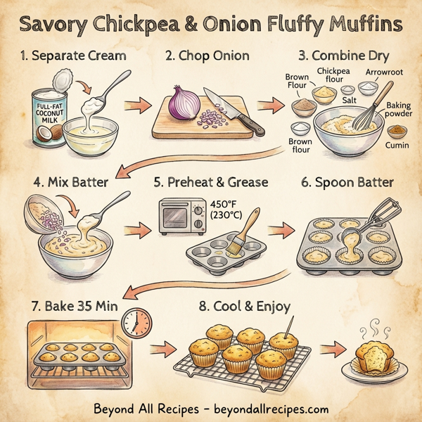 Savory Chickpea & Onion Fluffy Muffins instructions