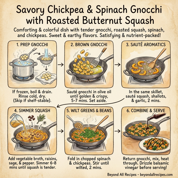 Savory Chickpea & Spinach Gnocchi with Roasted Butternut Squash instructions