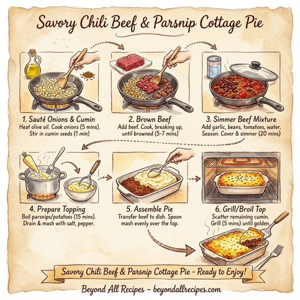 Savory Chili Beef & Parsnip Cottage Pie instructions
