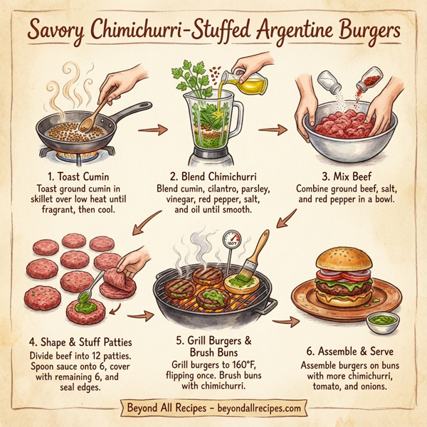 Savory Chimichurri-Stuffed Argentine Burgers instructions