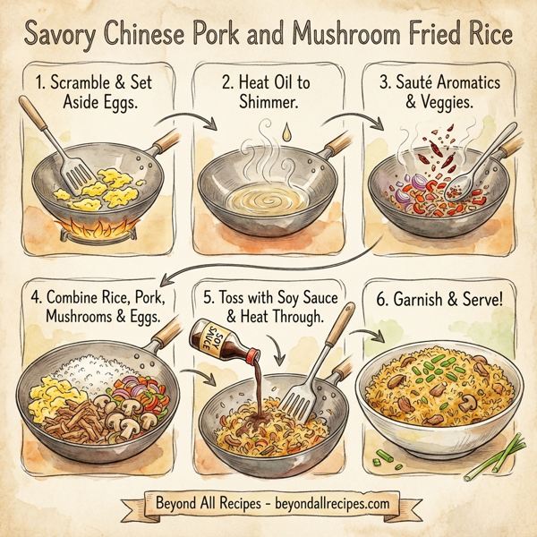 Savory Chinese Pork and Mushroom Fried Rice instructions