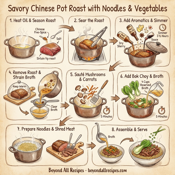 Savory Chinese Pot Roast with Noodles and Vegetables instructions