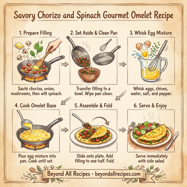 Savory Chorizo and Spinach Gourmet Omelet instructions