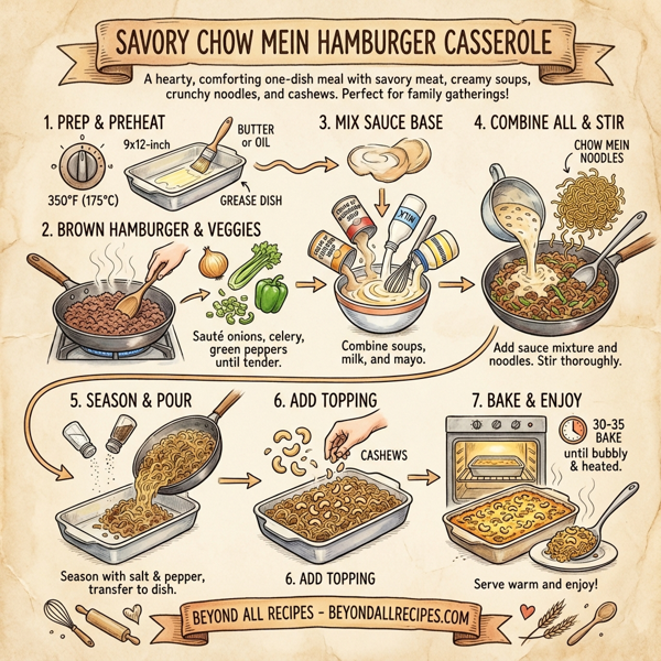 Savory Chow Mein Hamburger Casserole instructions