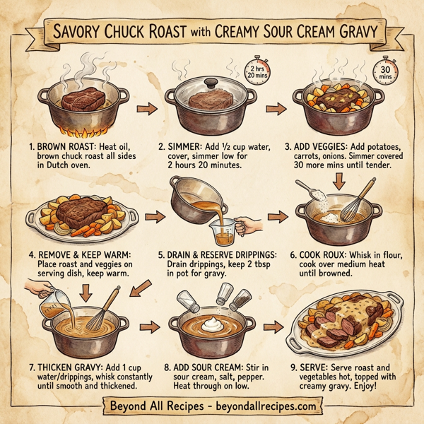 Savory Chuck Roast with Creamy Sour Cream Gravy instructions