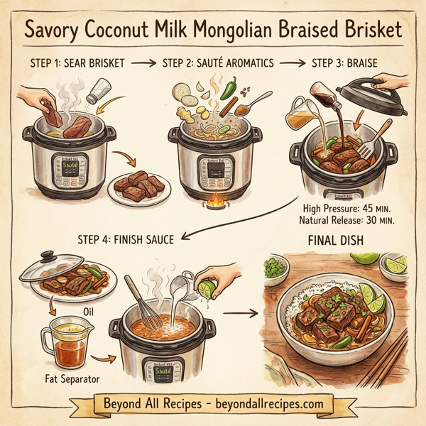 Savory Coconut Milk Mongolian Braised Brisket instructions