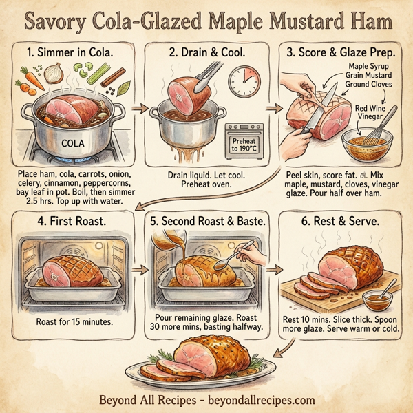 Savory Cola-Glazed Maple Mustard Ham instructions