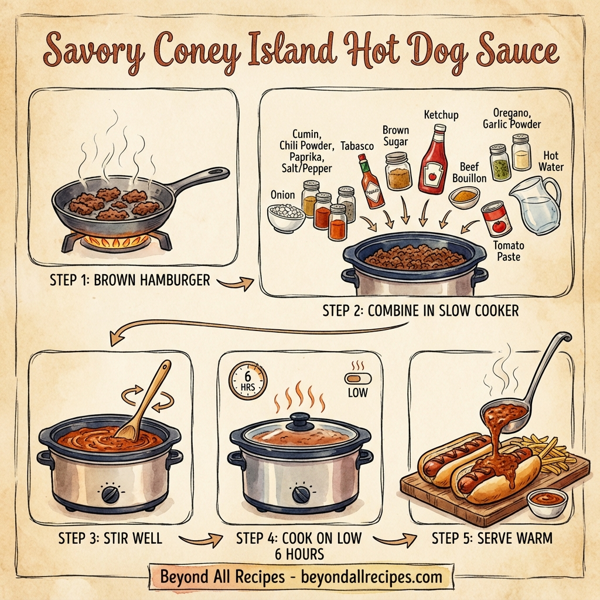 Savory Coney Island Hot Dog Sauce instructions