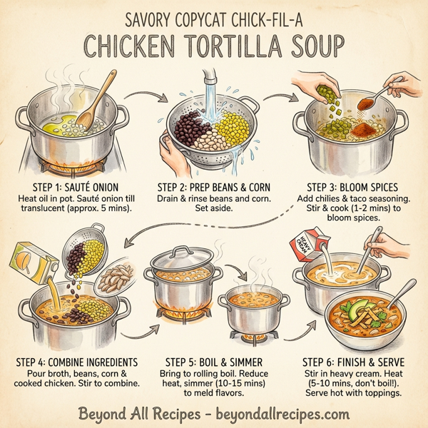 Savory Copycat Chick-fil-A Chicken Tortilla Soup instructions