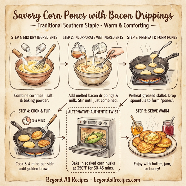 Savory Corn Pones with Bacon Drippings instructions