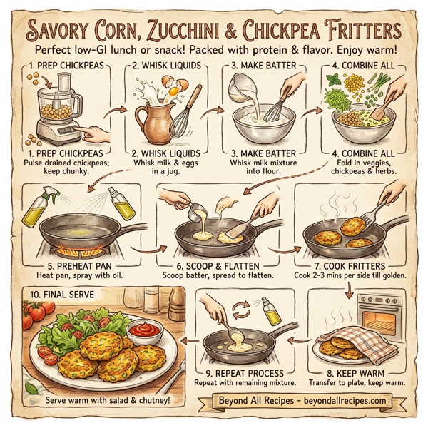Savory Corn, Zucchini & Chickpea Fritters instructions