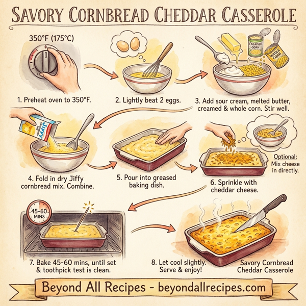 Savory Cornbread Cheddar Casserole instructions