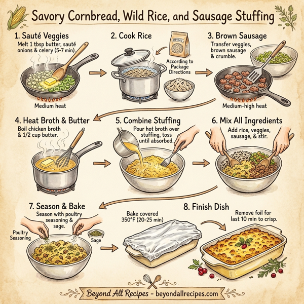 Savory Cornbread, Wild Rice, and Sausage Stuffing instructions