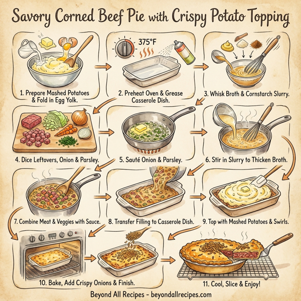 Savory Corned Beef Pie with Crispy Potato Topping instructions