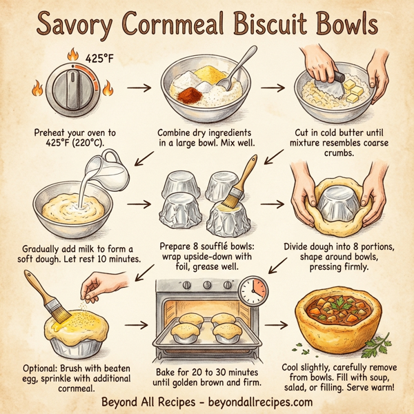 Savory Cornmeal Biscuit Bowls instructions
