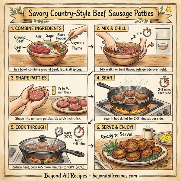 Savory Country-Style Beef Sausage Patties instructions