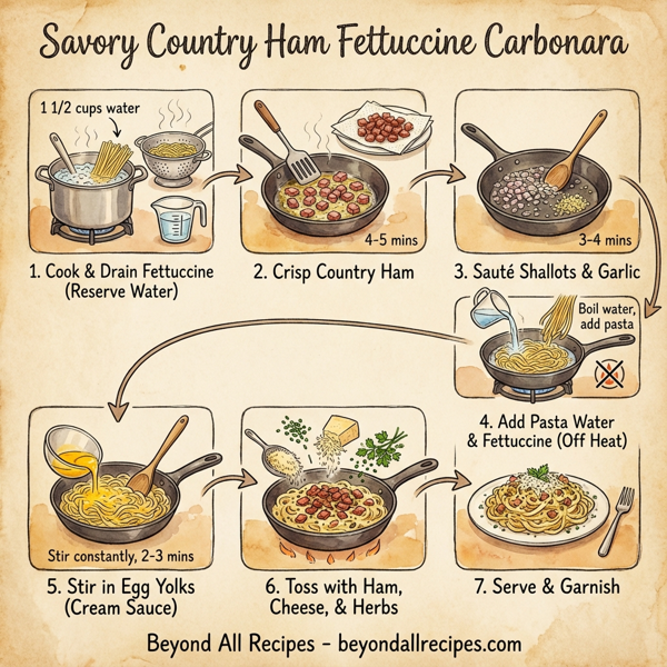 Savory Country Ham Fettuccine Carbonara instructions