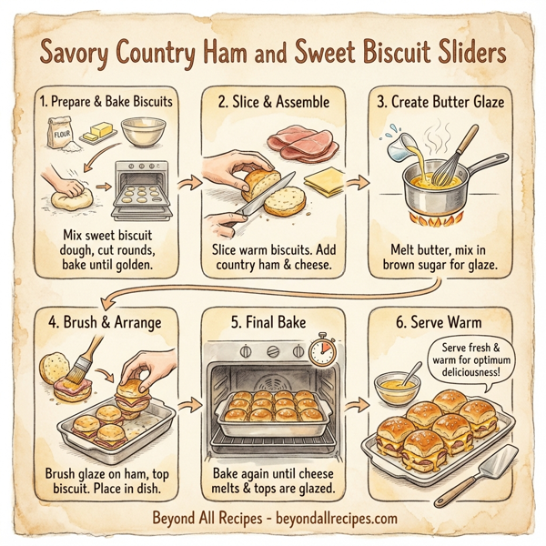 Savory Country Ham and Sweet Biscuit Sliders instructions