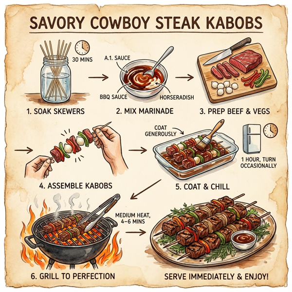 Savory Cowboy Steak Kabobs instructions