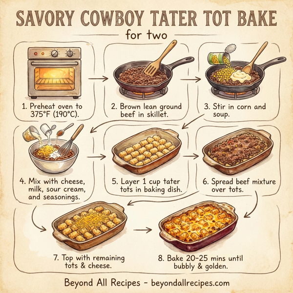 Savory Cowboy Tater Tot Bake for Two instructions