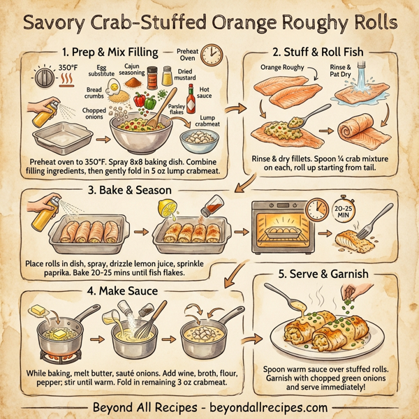 Savory Crab-Stuffed Orange Roughy Rolls instructions