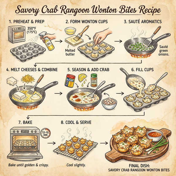 Savory Crab Rangoon Wonton Bites instructions