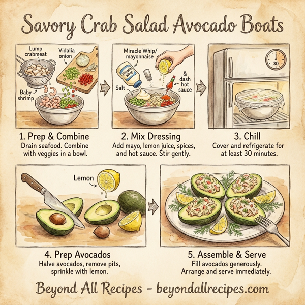 Savory Crab Salad Avocado Boats instructions