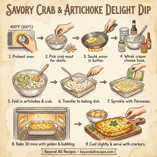 Savory Crab & Artichoke Delight Dip instructions