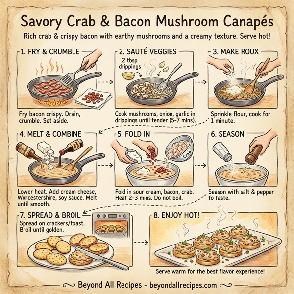 Savory Crab & Bacon Mushroom Canapés instructions