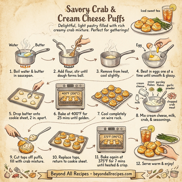 Savory Crab & Cream Cheese Puffs instructions