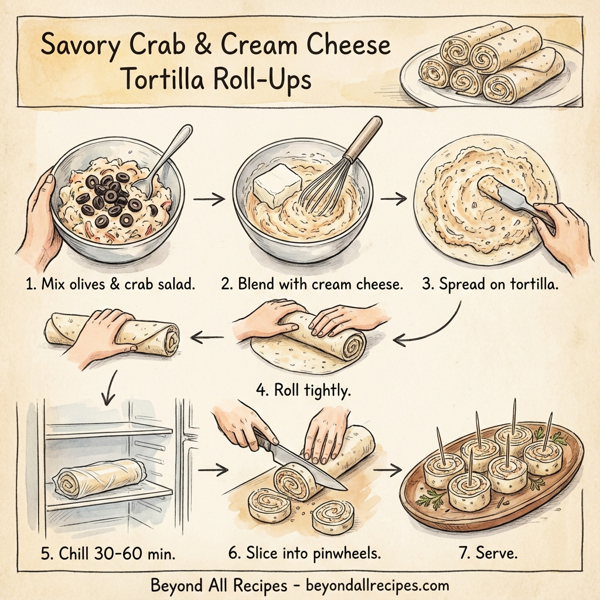 Savory Crab & Cream Cheese Tortilla Roll-Ups instructions