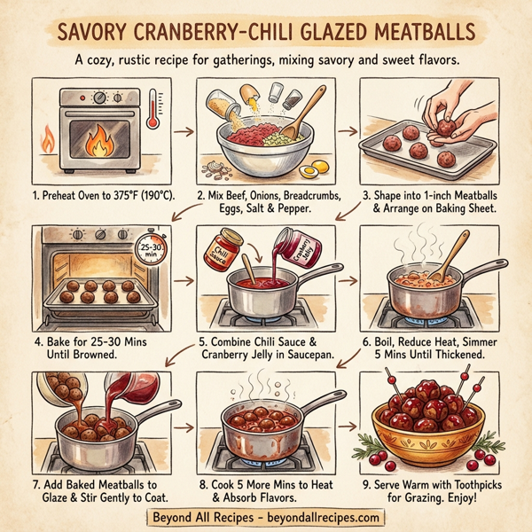 Savory Cranberry-Chili Glazed Meatballs instructions