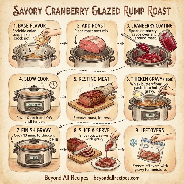 Savory Cranberry Glazed Rump Roast instructions