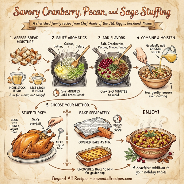 Savory Cranberry, Pecan, and Sage Stuffing instructions