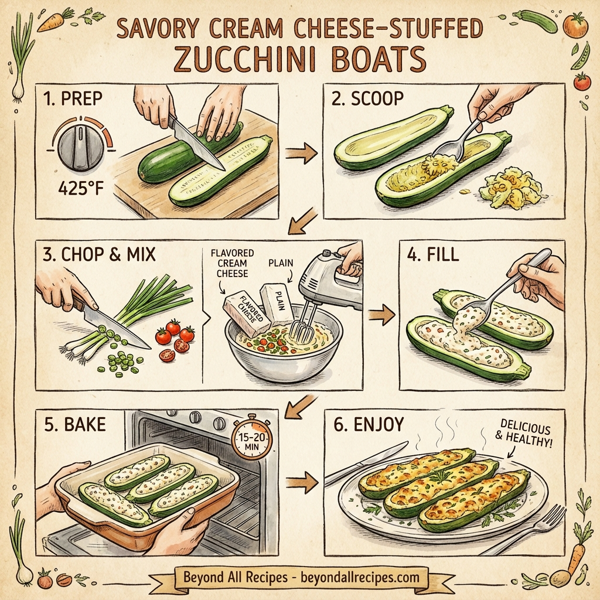 Savory Cream Cheese-Stuffed Zucchini Boats instructions