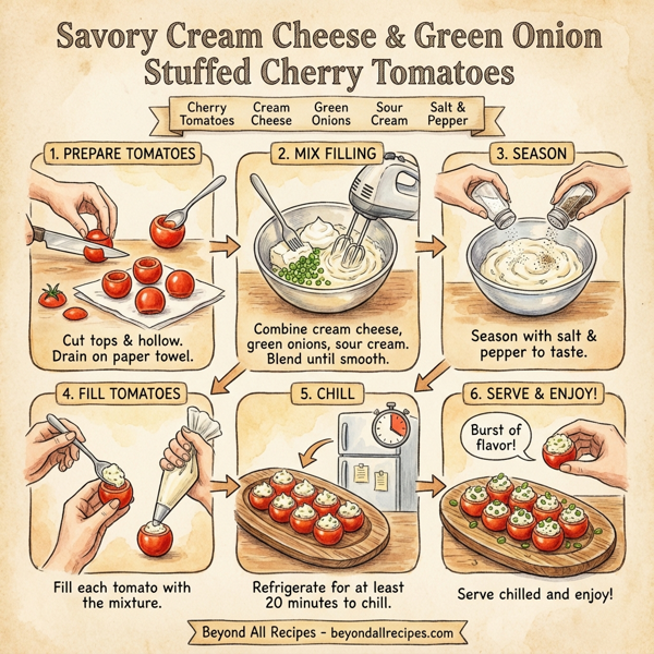 Savory Cream Cheese & Green Onion Stuffed Cherry Tomatoes instructions