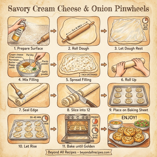Savory Cream Cheese & Onion Pinwheels instructions