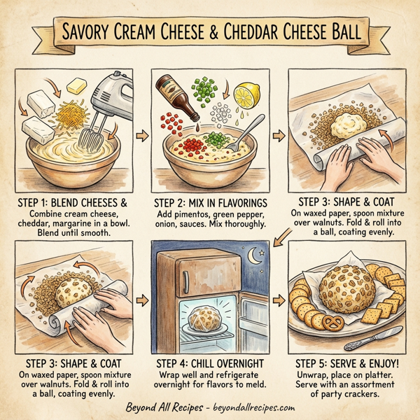Savory Cream Cheese and Cheddar Cheese Ball instructions