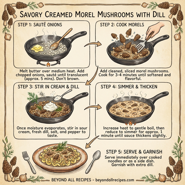 Savory Creamed Morel Mushrooms with Dill instructions