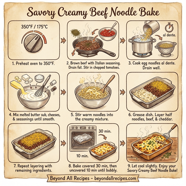 Savory Creamy Beef Noodle Bake instructions
