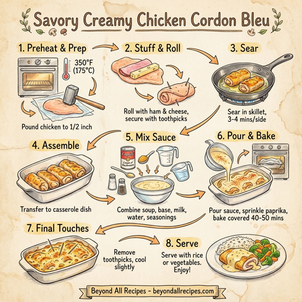 Savory Creamy Chicken Cordon Bleu instructions