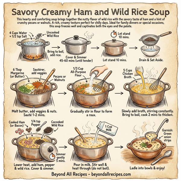Savory Creamy Ham and Wild Rice Soup instructions
