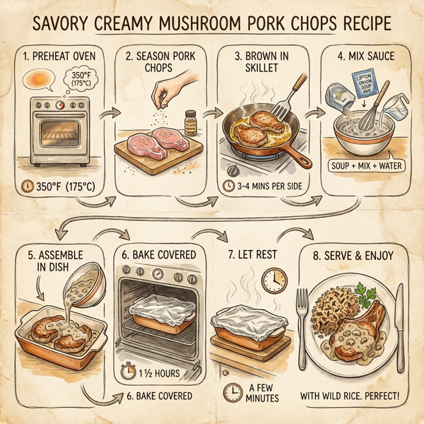 Savory Creamy Mushroom Pork Chops instructions