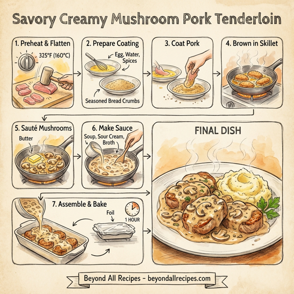 Savory Creamy Mushroom Pork Tenderloin instructions