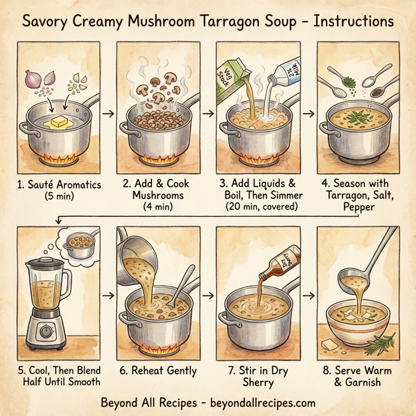 Savory Creamy Mushroom Tarragon Soup instructions