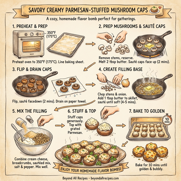Savory Creamy Parmesan-Stuffed Mushroom Caps instructions